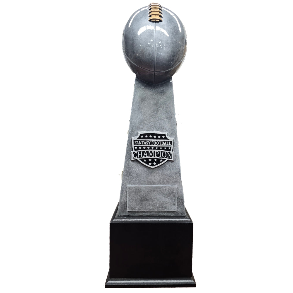 Fantasy Football Champion Trophy, Silver Tower Perpetual Award | Engraved Silver Tower FFL Perpetual Award - 21 Inch Tall Decade Awards