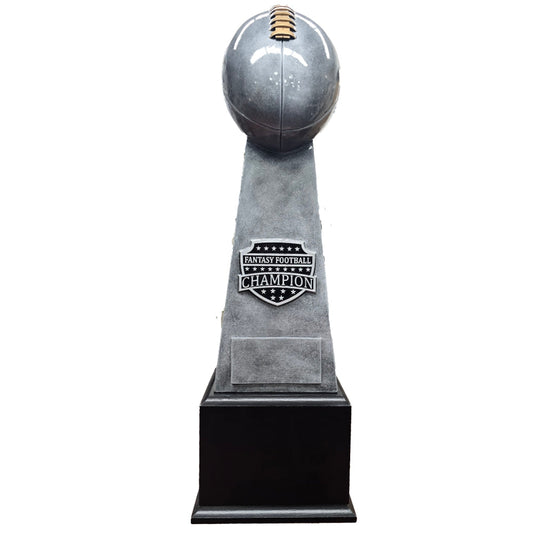 Fantasy Football Champion Trophy, Silver Tower Perpetual Award | Engraved Silver Tower FFL Perpetual Award - 21 Inch Tall Decade Awards