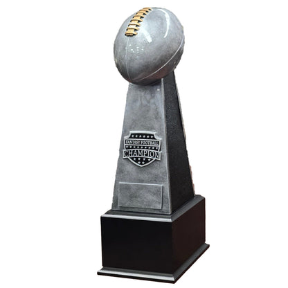 Fantasy Football Champion Trophy, Silver Tower Perpetual Award | Engraved Silver Tower FFL Perpetual Award - 21 Inch Tall Decade Awards