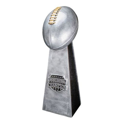 Fantasy Football Champion Trophy, Silver Tower Perpetual Award | Engraved Silver Tower FFL Perpetual Award - 16.75 Inch Tall Decade Awards