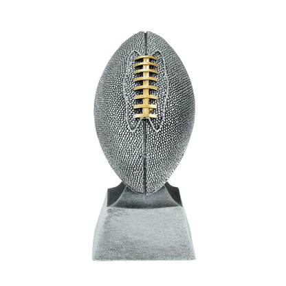 Personalized Football Champion Trophy, Silver with Gold Laces - FFL Champion Award - 6 Inch