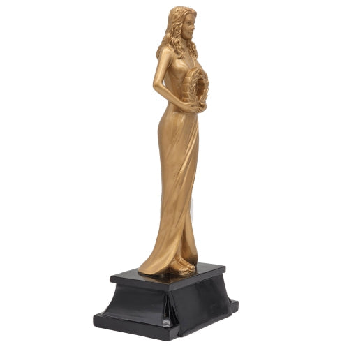 Female Achievement Trophy - Gold | Engraved Classic Female Goddess Award - 8 Inch Tall Decade Awards