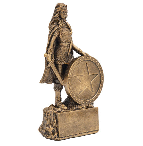 Female Champion Trophy, Gold | Engraved Warrior Woman Award - 6.75 Inch Tall Decade Awards