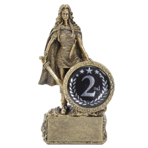 Female Champion Trophy - 2nd Place | Engraved Woman Warrior Second Place Award - 6.75 Inch Tall Decade Awards