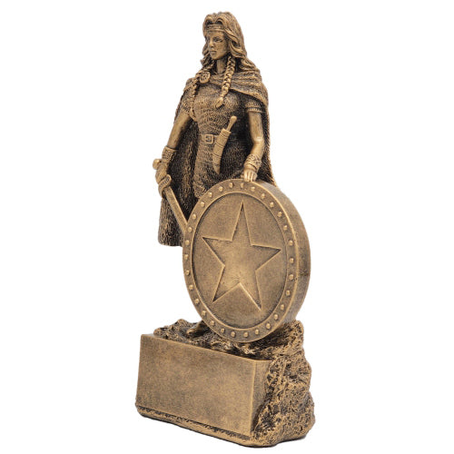Female Champion Trophy, Gold | Engraved Warrior Woman Award - 6.75 Inch Tall Decade Awards