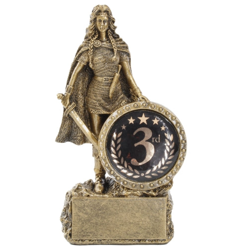 Female Champion Trophy - 3rd Place | Engraved Woman Warrior Third Place Award - 6.75 Inch Tall Decade Awards