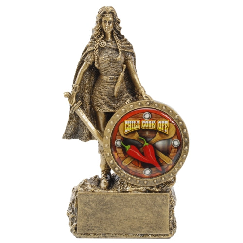 Female Champion Trophy - Chili Cook Off | Engraved Woman Warrior Chili Award - 6.75 Inch Tall Decade Awards