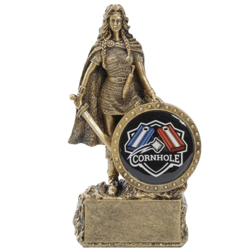 Female Champion Trophy - Cornhole | Engraved Woman Warrior Cornhole Award - 6.75 Inch Tall Decade Awards