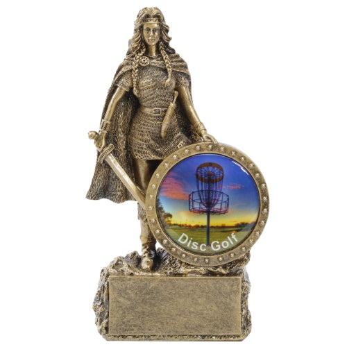 Female Champion Trophy - Disc Golf | Engraved Frisbee Woman Warrior Award - 6.75 Inch Tall Decade Awards