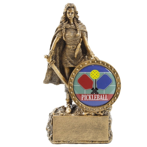 Female Champion Trophy - Pickleball | Engraved Woman Warrior Pickleball Award - 6.75 Inch Tall
