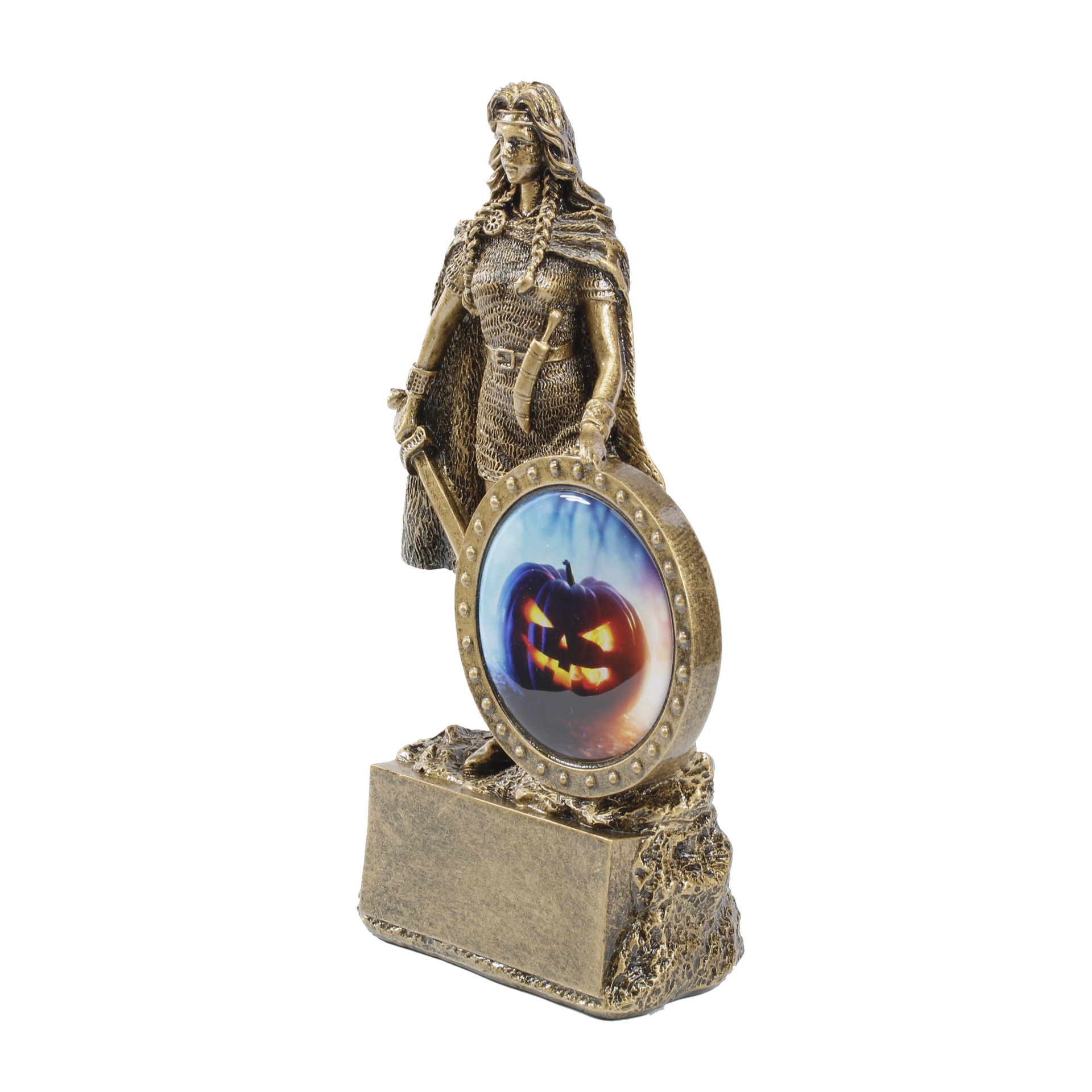 Female Halloween Trophy - | Engraved Woman Warrior Halloween Award - 6.75 Inch Tall Decade Awards