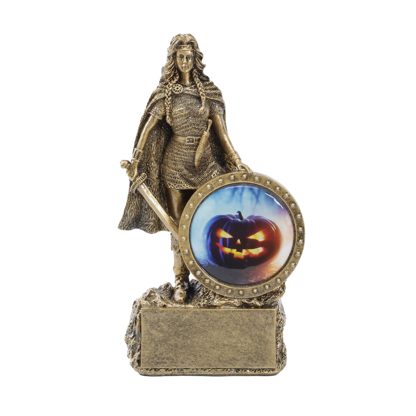 Female Halloween Trophy - | Engraved Woman Warrior Halloween Award - 6.75 Inch Tall Decade Awards