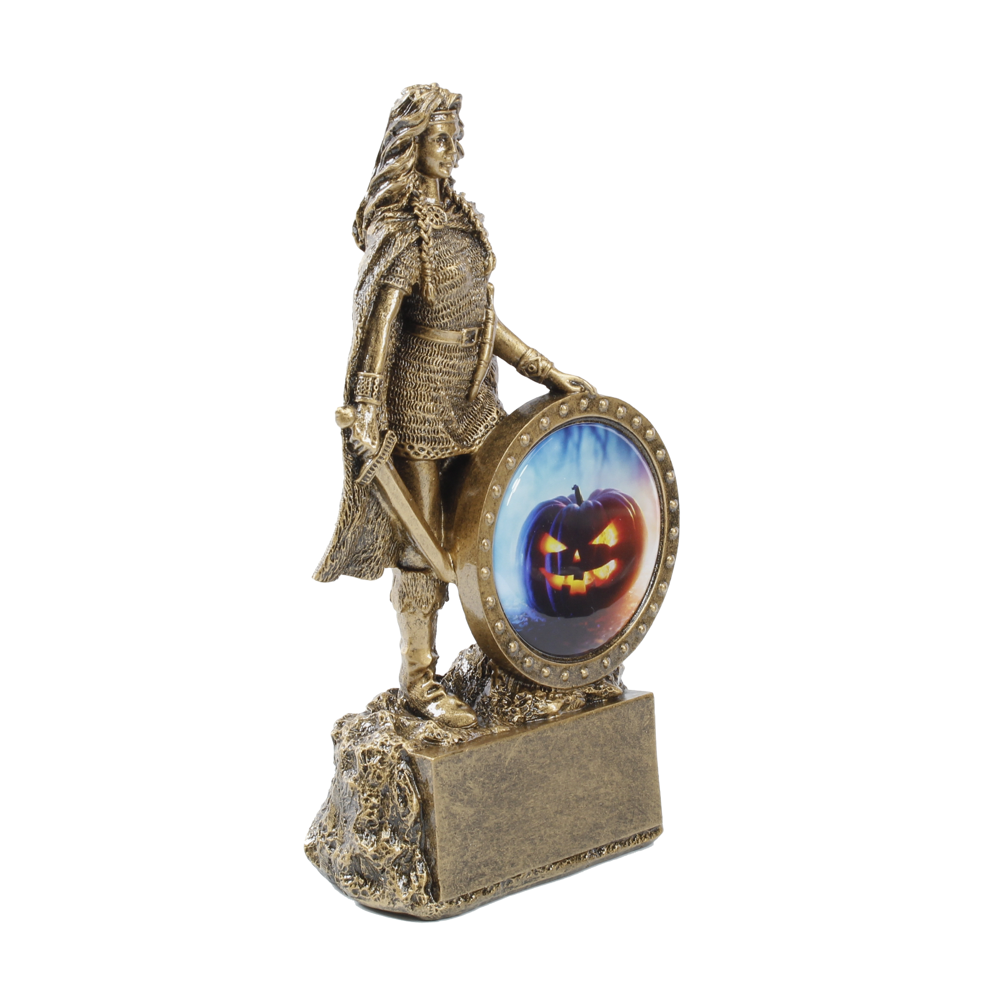 Female Halloween Trophy - | Engraved Woman Warrior Halloween Award - 6.75 Inch Tall Decade Awards