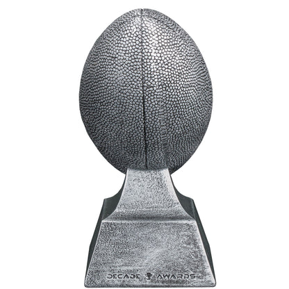 Silver Fantasy Football Trophy with gold laces and Champion shield – Custom engraved FFL winner award from Decade Awards