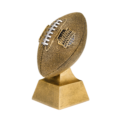 Personalized Fantasy Football Champion Trophy, Gold with Silver Laces - FFL Award - 6 or 12 Inch