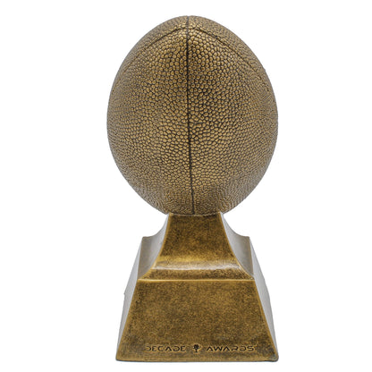Gold Fantasy Football Trophy with contrasting silver laces and Champion shield – Custom engraved FFL winner award from Decade Awards