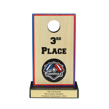 Cornhole Board Trophy | 1st, 2nd or 3rd Place | Personalized Cornhole Award
