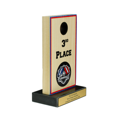 Cornhole Board Trophy | 1st, 2nd or 3rd Place | Personalized Cornhole Award
