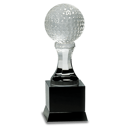 Crystal Golf Award | Golf Ball on Black Base | Personalized Golf Award | 9 Inches Tall