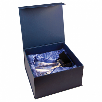 Cup Trophy - Crystal with Gold Handles on a Black Marble Base| Engraved Crystal Cup Award with Scroll Handles - 7.25, 8.5 or 10 Inch Tall   Decade Awards