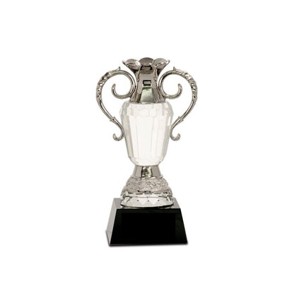 Crystal Cup Award with Silver Handles | Love Cup Crystal Trophy - 8" & 10" Decade Awards