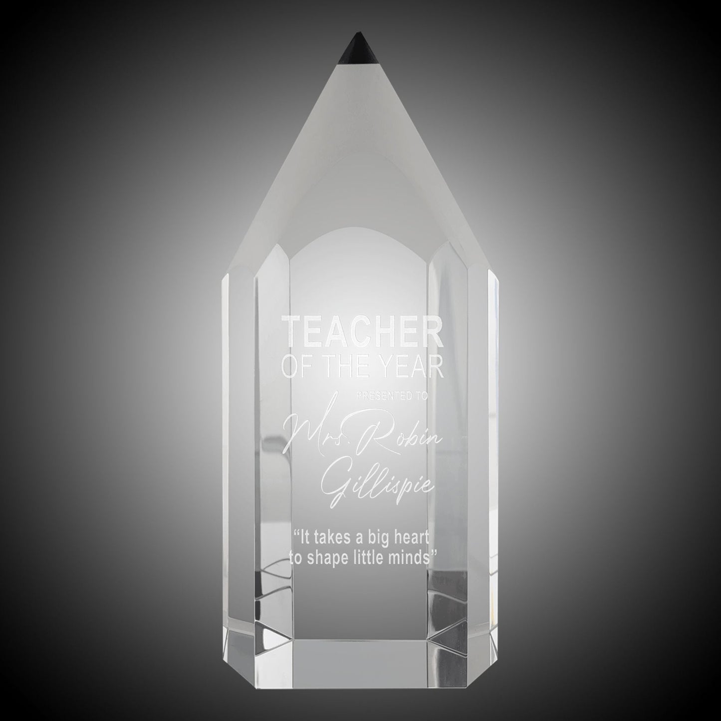 Crystal Pencil | Writing Award | Engraved Teacher Award - 7.75 Inch Tall Decade Awards