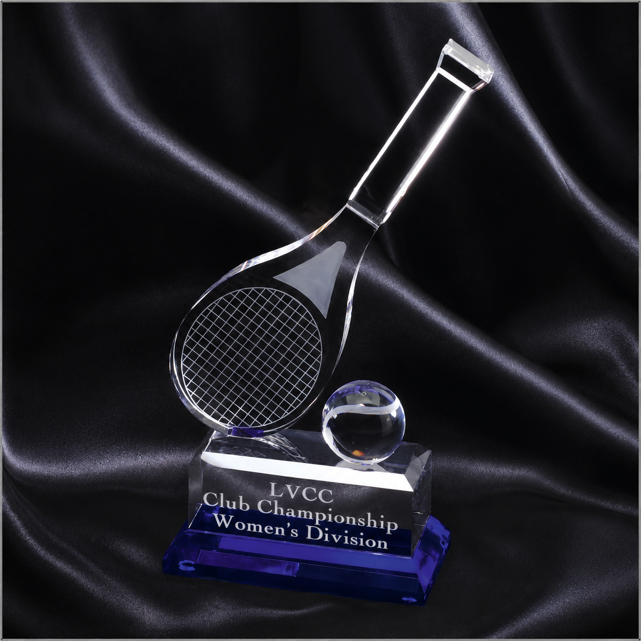 Crystal Tennis Trophy | Racket and Ball | Personalized Tennis Award | 10 Inches Tall