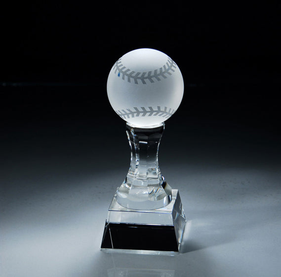Crystal Baseball Trophy | Personalized Baseball Award | 8 Inches Tall