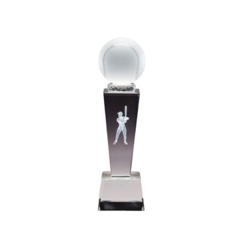 Baseball Crystal Trophy | Engraved Baseball Award - 8.75 Inch Tall Decade Awards