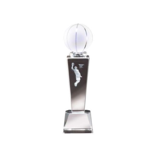 Basketball Crystal Trophy - Male | Engraved Basketball Award - 8.75 Inch Tall