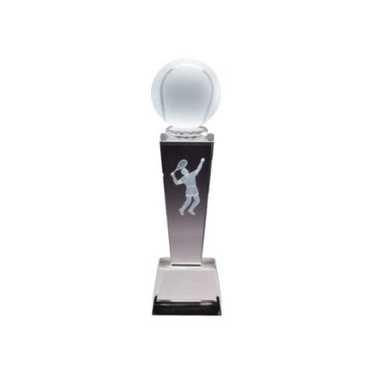 Crystal Tennis Trophy | Female or Male | Personalized Tennis Award | 8.75 Inches Tall