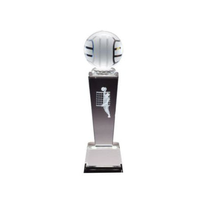 Volleyball Crystal Trophy - Male | Engraved Volleyball Award - 8.75 Inch Tall Decade Awards