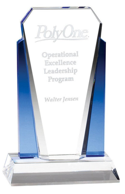 Crystal Royal Blue Award | Engraved Crystal Award - 7",  8.25" or 10"