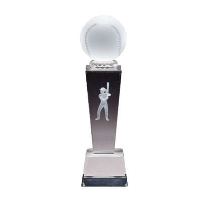 Crystal Softball Trophy | Personalized Softball Award | 8.75 Inches Tall