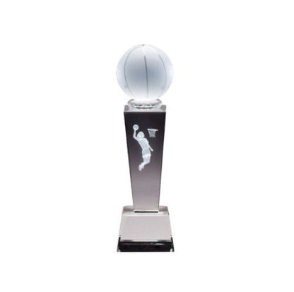 Basketball Crystal Trophy - Female | Engraved Basketball Award - 8.75 Inch Tall