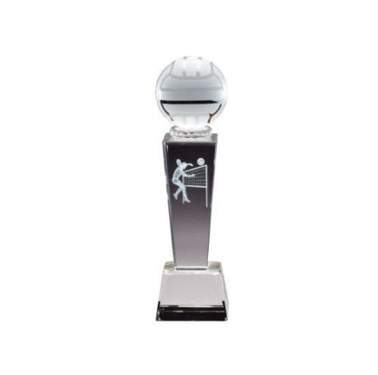 Volleyball Trophy | Female or Male | Personalized Crystal Volleyball Award | 8.75 Inches Tall