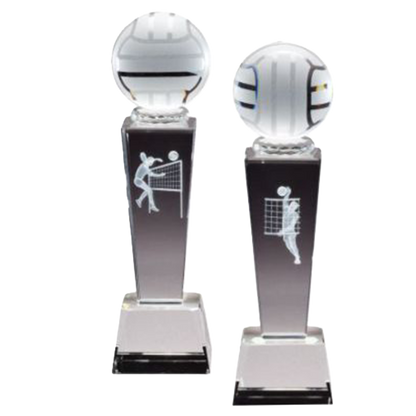 Volleyball Trophy | Female or Male | Personalized Crystal Volleyball Award | 8.75 Inches Tall