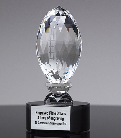 Personalized Football Trophy | Crystal Football Award | 6.75 Inches Tall