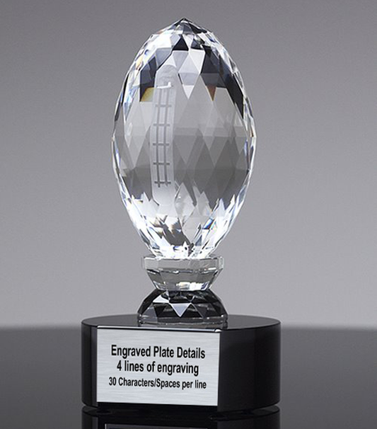 Personalized Football Trophy | Crystal Football Award | 6.75 Inches Tall