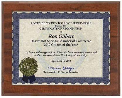 Certificate Holder / Frame - Cherry Finish - 10.5" x 13" Decade Awards