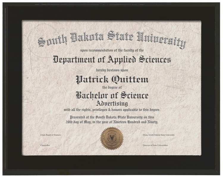 Certificate Holder / Frame - Matte Black Finish - 10.5" x 13" Decade Awards
