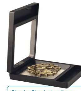 Challenge Coin / Medal Illusion Presentation Box | Engraved Black Presentation Box - 3.5" x 4.25" Decade Awards