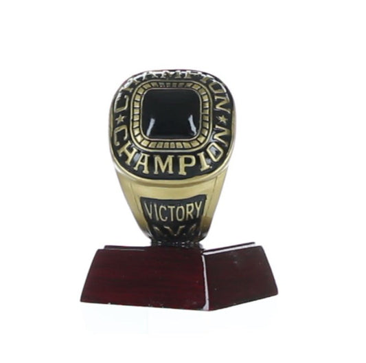 Championship Ring Trophy | Engraved Champion Ring Award - 4 Inch Tall Decade Awards