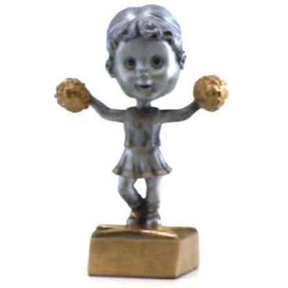 Cheerleading Bobblehead Trophy | Engraved Spirit Squad Award - 6 Inch Tall Decade Awards