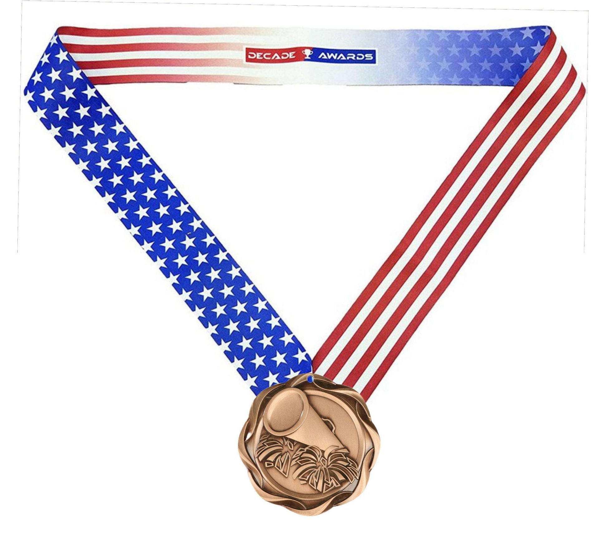 Cheer Fusion Medal- Gold, Silver or Bronze | Engraved Spirit Medal - 3 Inch Wide Decade Awards