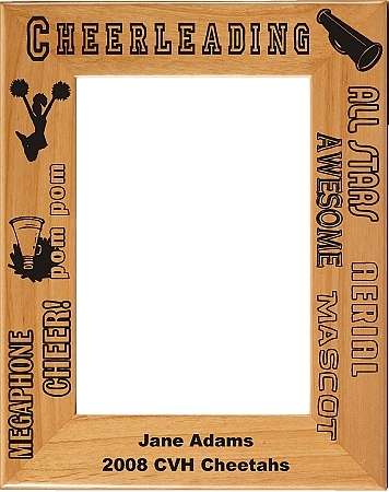Cheerleading Picture Frame 2 - Personalized | Laser Engraved  Wood Frame - 3 Sizes Decade Awards