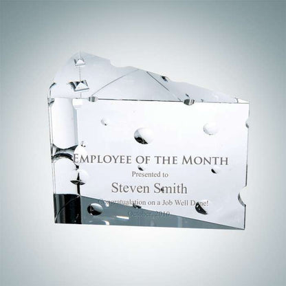 Big Cheese Crystal Corporate Award | Cheese Wedge Crystal Trophy - 4" x 5" Decade Awards