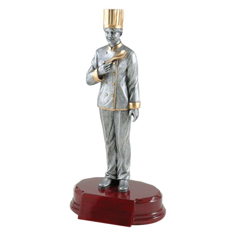 Chef Resin Trophy - Female | Engraved Chef Award - 7.25" or 9.25" Tall Decade Awards