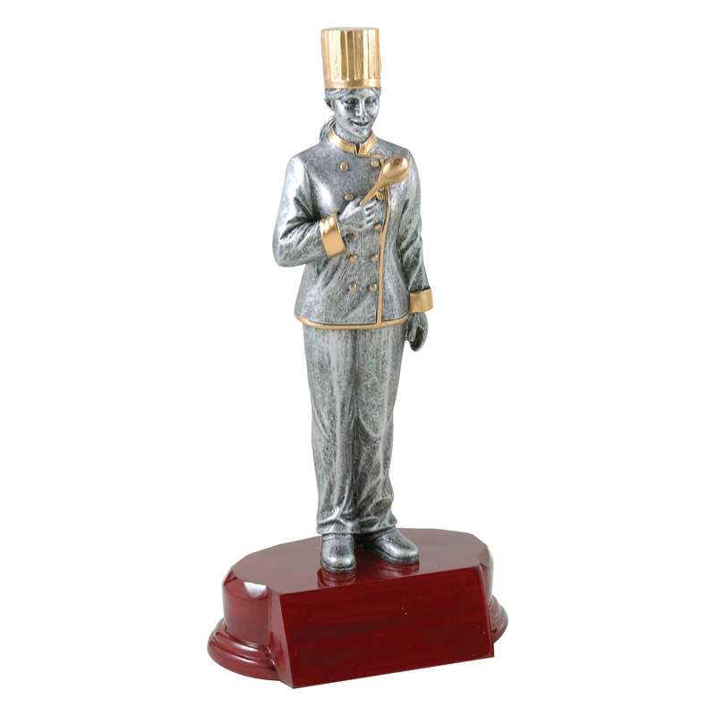 Chef Resin Trophy - Female | Engraved Chef Award - 7.25" or 9.25" Tall Decade Awards
