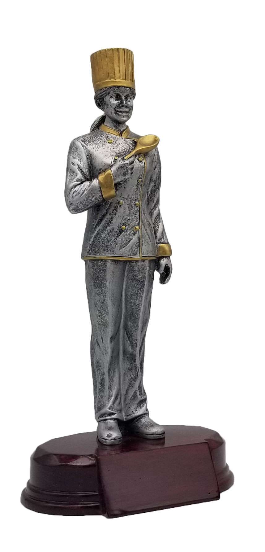 Chef Resin Trophy - Female | Engraved Chef Award - 7.25" or 9.25" Tall Decade Awards